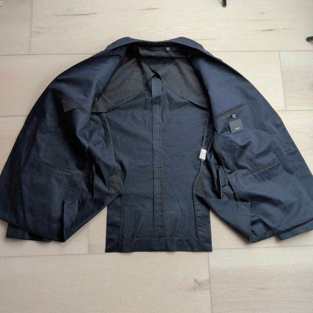 Vince Navy Blazer Jacket Mens 40R Navy Blue‎ Cotton Stretch Unlined Sport Coat